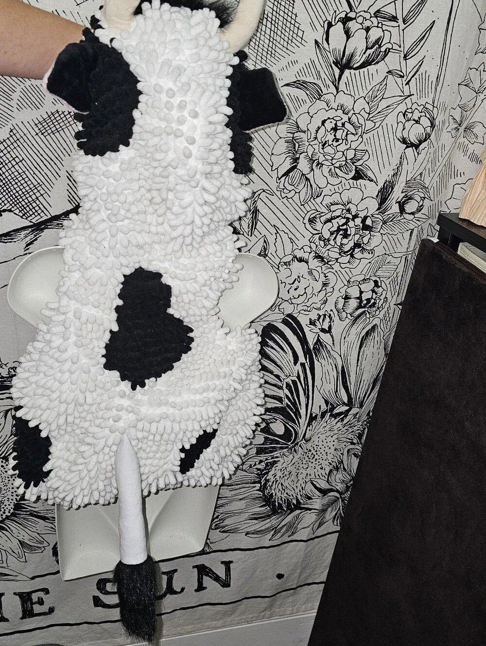Plush Cow Hooded Kids Costume Dress-up White and Black 3-6 Months